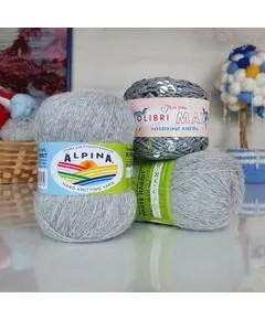 Пух кролика и пайетки // // 10 (237+104) // св.серый с серебрянными пайетками