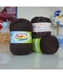 Пух кролика и пайетки // // 19 (250+026) // коричневый с корич.пайетками