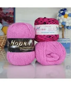 Набор Пух норки и пайетки, Цвет: 44 (856+01) (розово-лиловый с фуксия пайетками)
