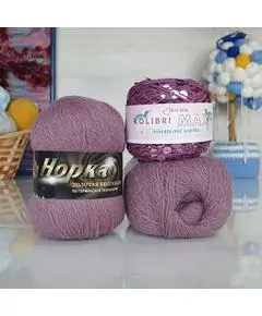 Набор Пух норки и пайетки, Цвет: 45 (850+220) (сухая роза с блестящими пайетками)