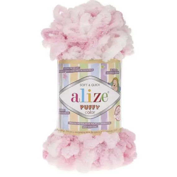 Alize Puffy color - 5863 роз/белый, Цвет: 5863 роз/белый