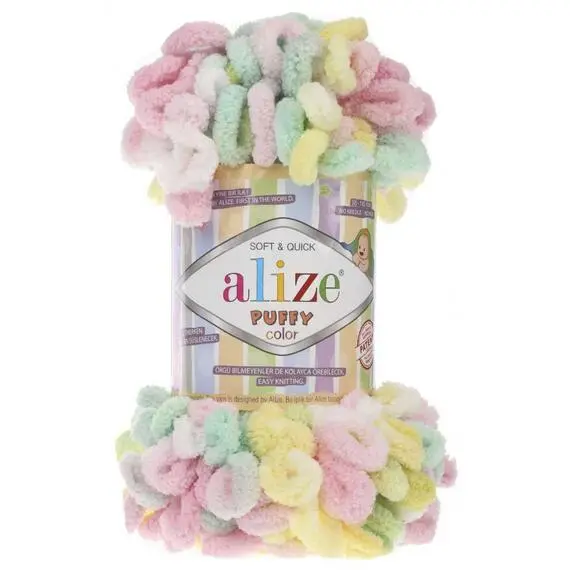 Alize Puffy color - 5862 лимон/роз/мята, Цвет: 5862 лимон/роз/мята
