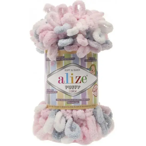 Alize Puffy color - 5864 роз/серый, Цвет: 5864 роз/серый
