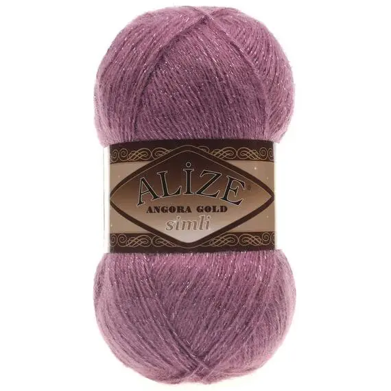 Alize Angora Gold simli - 28 роза, Цвет: 28 роза