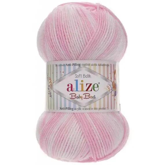 Alize Baby Best batik - 6660 розово-белый, Цвет: 6660 розово-белый