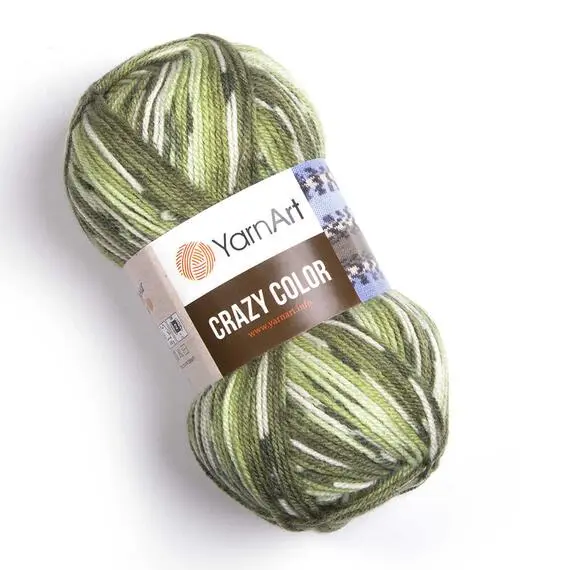 Yarnart Crazy color - 115 зеленый принт, Цвет: 115 зеленый принт