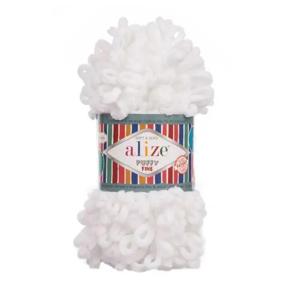 Alize Puffy fine - 55 белый, Цвет: 55 белый