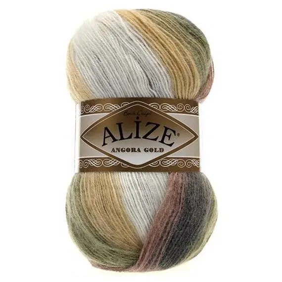 Alize Angora Gold batik - 1893 корич/зел/беж/бел, Цвет: 1893 корич/зел/беж/бел