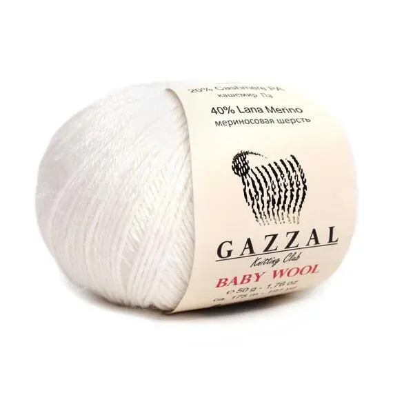 Gazzal Baby Wool - 801 белый, Цвет: 801 белый