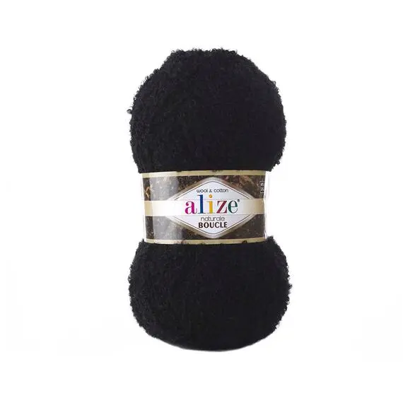 Alize Naturale Boucle - 60 черный, Цвет: 60 черный