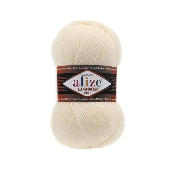 Alize Lanagold fine - 01 кремовый, Цвет: 01 кремовый