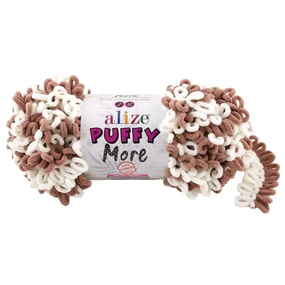 Alize Puffy More - 6261 какао/белый, Цвет: 6261 какао/белый