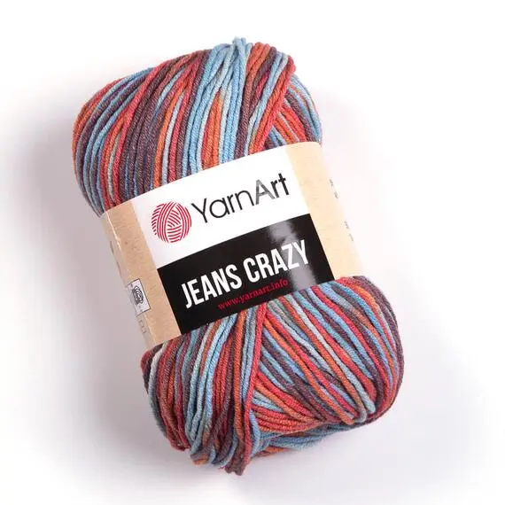 Yarnart Jeans crazy - 8214 красн/голуб, Цвет: 8214 красн/голуб
