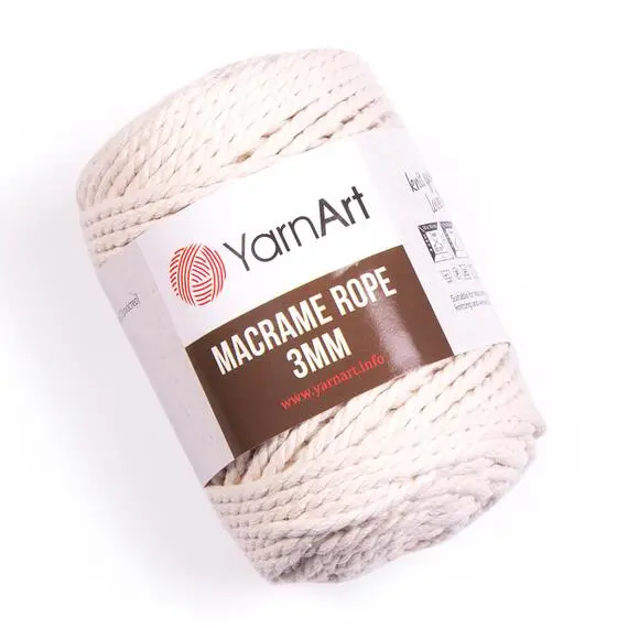 Yarnart Macrame rope 3mm - 752 молочный, Цвет: 752 молочный