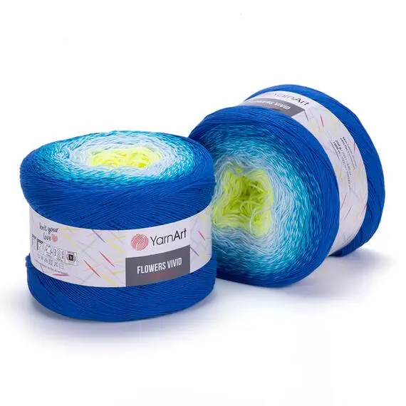 Yarnart Flowers vivid - 510 василёк/бирюза/лимон, Цвет: 510 василёк/бирюза/лимон