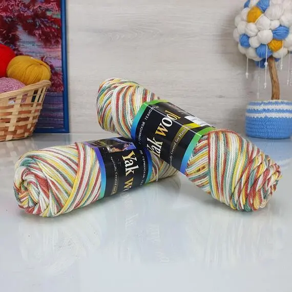 Color City Yak Wool - 951 (бел/террак/хаки/лимон), Цвет: 951 (бел/террак/хаки/лимон)