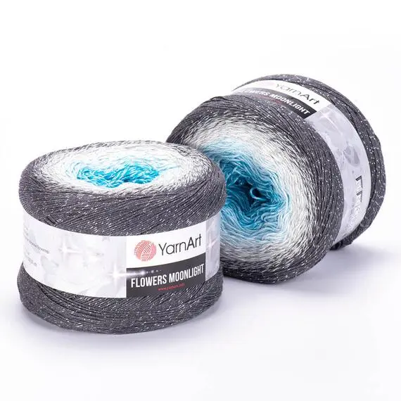 Yarnart Flowers moonlight - 3251 серый/белый/голубой, Цвет: 3251 серый/белый/голубой