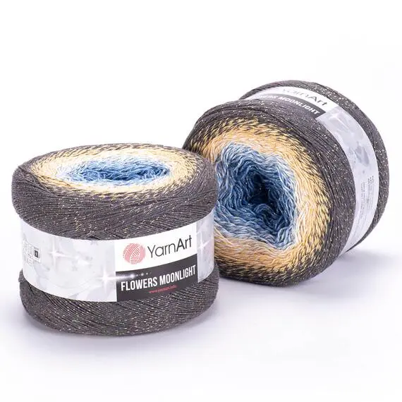 Yarnart Flowers moonlight - 3287 черный/желтый/белый/синий, Цвет: 3287 черный/желтый/белый/синий