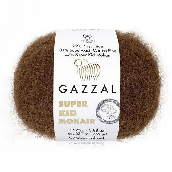 Gazzal Super Kid Mohair - 64400 (шоколадный), Цвет: 64400 (шоколадный)