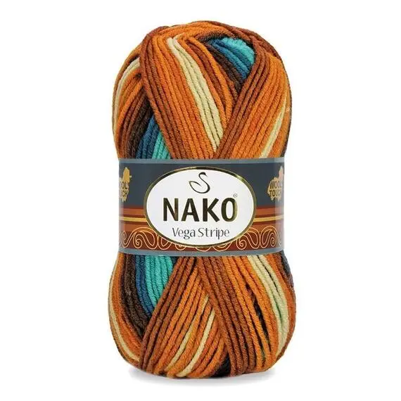 Nako Vega stripe - 83601 (коричневый/оранжевый/нефрит), Цвет: 83601 (коричневый/оранжевый/нефрит)