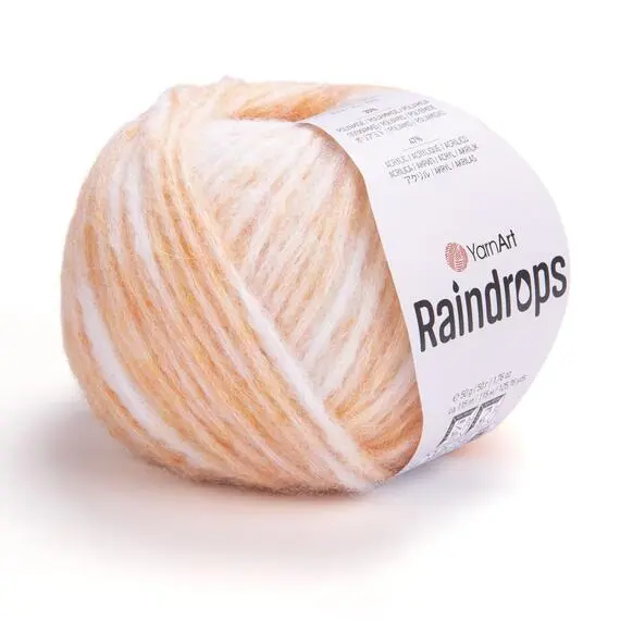 Yarnart Raindrops - 2909 (принт (персиковый), Цвет: 2909 (принт (персиковый)