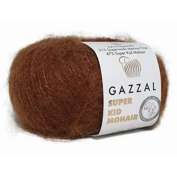Gazzal Super Kid Mohair - 64401 коричневый, Цвет: 64401 коричневый