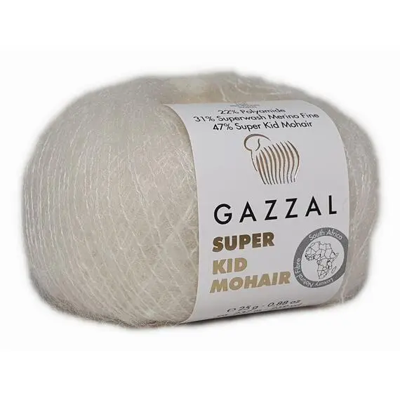 Gazzal Super Kid Mohair - 64414 молочный, Цвет: 64414 молочный