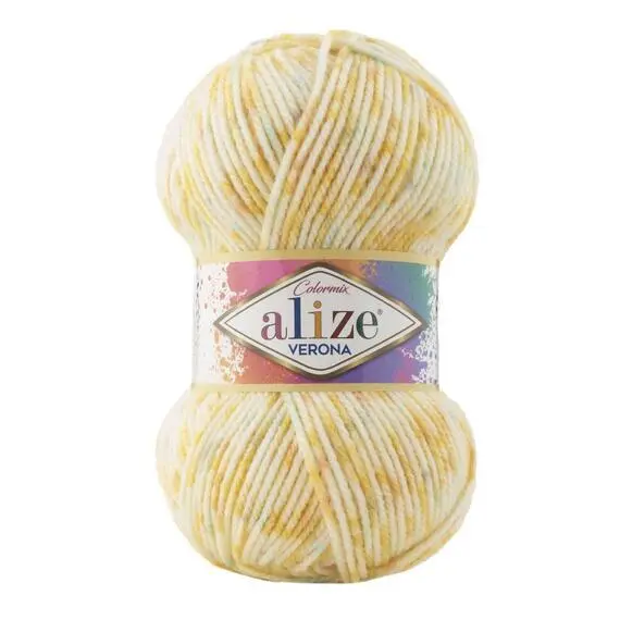 Alize Verona - 7701 белый с лимонным, Цвет: 7701 белый с лимонным