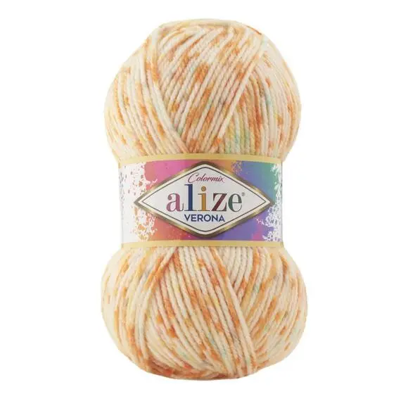 Alize Verona - 7703 белый с оранжевым, Цвет: 7703 белый с оранжевым