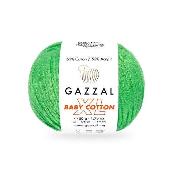 Gazzal Baby Cotton XL - 3466 зелень неон, Цвет: 3466 зелень неон