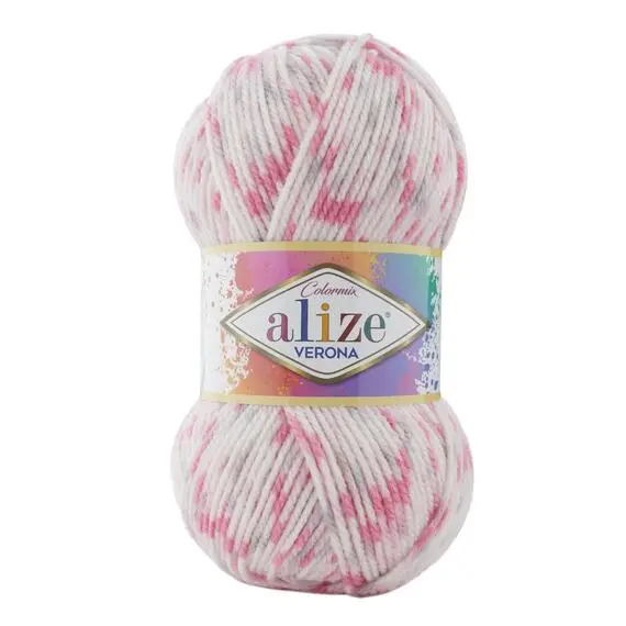Alize Verona - 7713 белый с розовым, Цвет: 7713 белый с розовым
